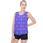 Decor Pattern Blue Curved Line Bubble Hem Chiffon Tank Top