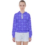 Decor Pattern Blue Curved Line Women s Tie Up Sweat