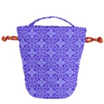 Decor Pattern Blue Curved Line Drawstring Bucket Bag