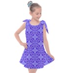 Decor Pattern Blue Curved Line Kids  Tie Up Tunic Dress