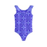 Decor Pattern Blue Curved Line Kids  Frill Swimsuit