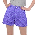 Decor Pattern Blue Curved Line Women s Ripstop Shorts