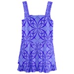 Decor Pattern Blue Curved Line Kids  Layered Skirt Swimsuit
