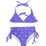 Decor Pattern Blue Curved Line Kids  Classic Bikini Set