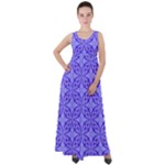Decor Pattern Blue Curved Line Empire Waist Velour Maxi Dress