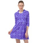 Decor Pattern Blue Curved Line Mini Skater Shirt Dress