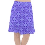 Decor Pattern Blue Curved Line Fishtail Chiffon Skirt