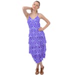 Decor Pattern Blue Curved Line Layered Bottom Dress