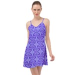 Decor Pattern Blue Curved Line Summer Time Chiffon Dress