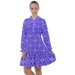 Decor Pattern Blue Curved Line All Frills Chiffon Dress