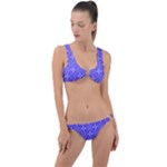 Decor Pattern Blue Curved Line Ring Detail Crop Bikini Set