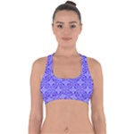 Decor Pattern Blue Curved Line Cross Back Hipster Bikini Top 