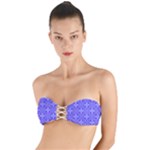 Decor Pattern Blue Curved Line Twist Bandeau Bikini Top