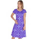 Decor Pattern Blue Curved Line Classic Short Sleeve Dress