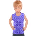 Decor Pattern Blue Curved Line Kids  Sport Tank Top