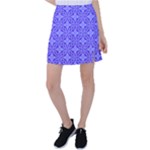 Decor Pattern Blue Curved Line Tennis Skirt