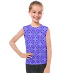 Decor Pattern Blue Curved Line Kids  Mesh Tank Top