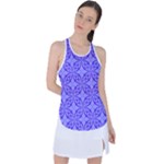 Decor Pattern Blue Curved Line Racer Back Mesh Tank Top