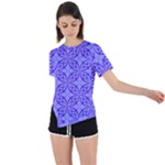 Decor Pattern Blue Curved Line Asymmetrical Short Sleeve Sports T-Shirt