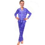 Decor Pattern Blue Curved Line Kids  Satin Long Sleeve Pajamas Set