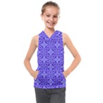 Decor Pattern Blue Curved Line Kids  Sleeveless Hoodie