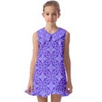 Decor Pattern Blue Curved Line Kids  Pilgrim Collar Ruffle Hem Dress