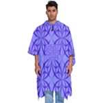 Decor Pattern Blue Curved Line Men s Hooded Rain Ponchos