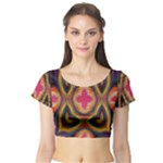 Kaleidoscope Art Pattern Ornament Short Sleeve Crop Top