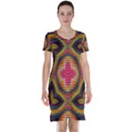 Kaleidoscope Art Pattern Ornament Short Sleeve Nightdress