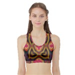 Kaleidoscope Art Pattern Ornament Sports Bra with Border