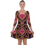 Kaleidoscope Art Pattern Ornament Quarter Sleeve Skater Dress