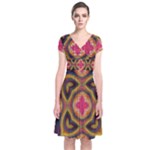 Kaleidoscope Art Pattern Ornament Short Sleeve Front Wrap Dress