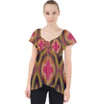 Kaleidoscope Art Pattern Ornament Lace Front Dolly Top