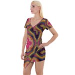 Kaleidoscope Art Pattern Ornament Short Sleeve Asymmetric Mini Dress