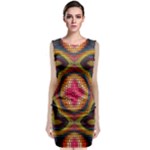 Kaleidoscope Art Pattern Ornament Sleeveless Velvet Midi Dress