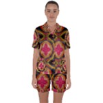 Kaleidoscope Art Pattern Ornament Satin Short Sleeve Pajamas Set