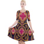 Kaleidoscope Art Pattern Ornament Quarter Sleeve A-Line Dress