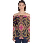 Kaleidoscope Art Pattern Ornament Off Shoulder Long Sleeve Top