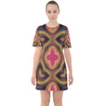 Kaleidoscope Art Pattern Ornament Sixties Short Sleeve Mini Dress