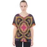 Kaleidoscope Art Pattern Ornament V-Neck Dolman Drape Top