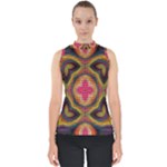 Kaleidoscope Art Pattern Ornament Mock Neck Shell Top