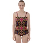 Kaleidoscope Art Pattern Ornament Twist Front Tankini Set
