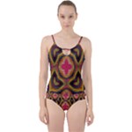 Kaleidoscope Art Pattern Ornament Cut Out Top Tankini Set