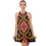 Kaleidoscope Art Pattern Ornament Halter Tie Back Chiffon Dress