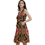 Kaleidoscope Art Pattern Ornament Sleeveless V-Neck Skater Dress with Pockets