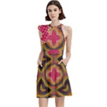 Kaleidoscope Art Pattern Ornament Cocktail Party Halter Sleeveless Dress With Pockets
