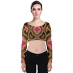 Kaleidoscope Art Pattern Ornament Velvet Long Sleeve Crop Top