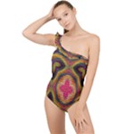 Kaleidoscope Art Pattern Ornament Frilly One Shoulder Swimsuit
