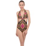 Kaleidoscope Art Pattern Ornament Halter Front Plunge Swimsuit