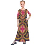 Kaleidoscope Art Pattern Ornament Kids  Quarter Sleeve Maxi Dress